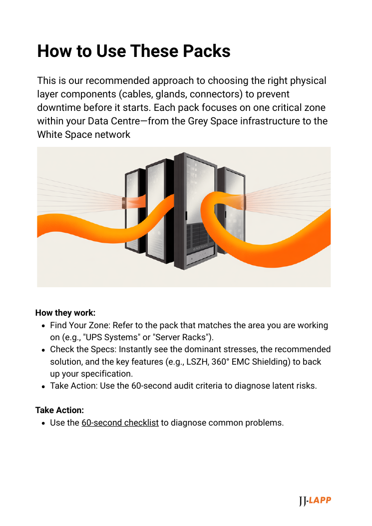 Sample page from the Data Centre Engineering Spec Pack